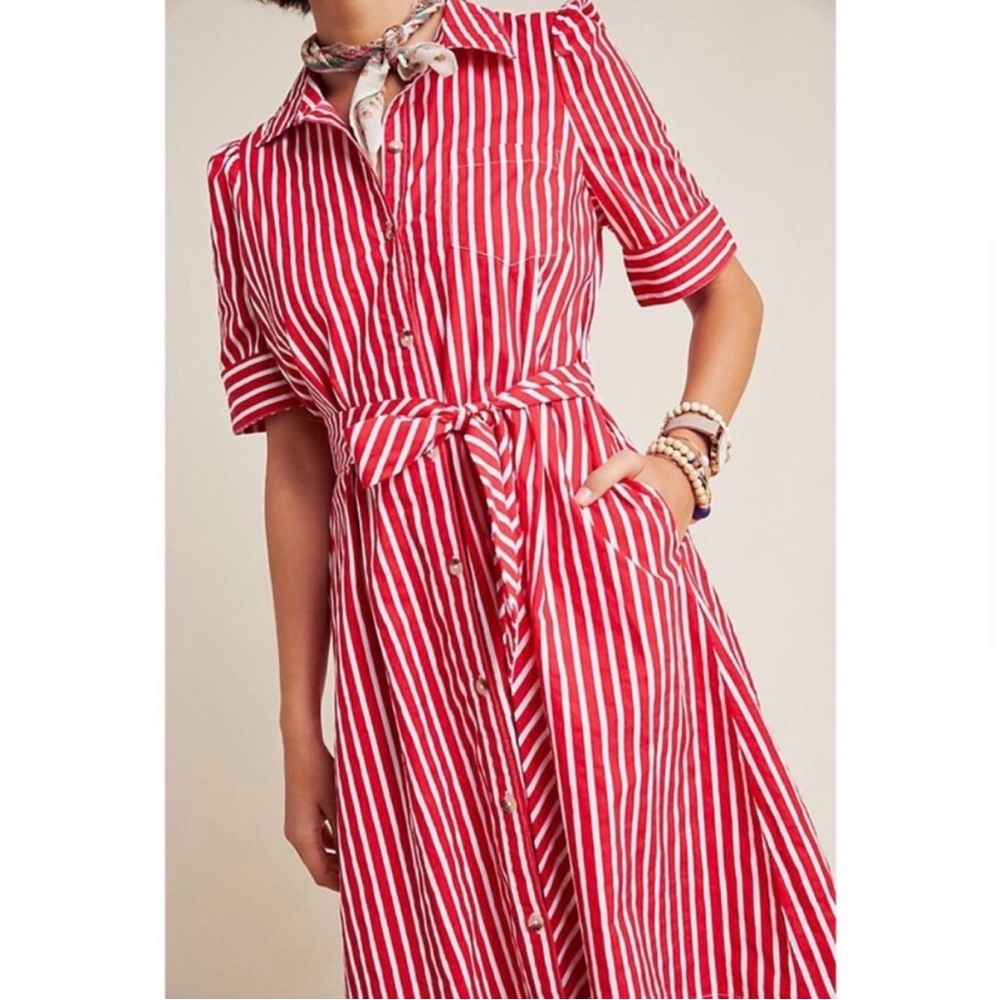 Maeve by Anthropologie Kiana Striped Shirt Dress